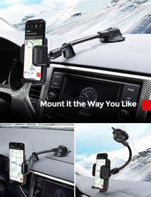 img 3 attached to 📱 Long Arm Car Phone Holder Mount | Dashboard/Windshield | Strong Sticky Gel Suction Cup | Anti-Shake Stabilizer | Compatible with iPhone 12 11 pro/11 pro max/XS/XR/X/8/7, Galaxy, and More