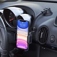 📱 long arm car phone holder mount | dashboard/windshield | strong sticky gel suction cup | anti-shake stabilizer | compatible with iphone 12 11 pro/11 pro max/xs/xr/x/8/7, galaxy, and more logo