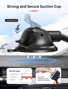 img 1 attached to 📱 Long Arm Car Phone Holder Mount | Dashboard/Windshield | Strong Sticky Gel Suction Cup | Anti-Shake Stabilizer | Compatible with iPhone 12 11 pro/11 pro max/XS/XR/X/8/7, Galaxy, and More