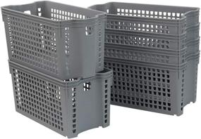 img 4 attached to 📦 Ggbin Grey Plastic Storage Basket: Slim Bins for Organizing, 6-Pack