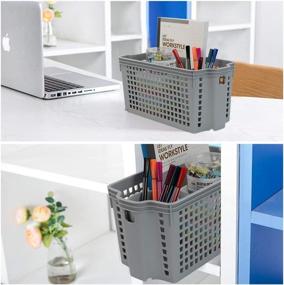 img 1 attached to 📦 Ggbin Grey Plastic Storage Basket: Slim Bins for Organizing, 6-Pack