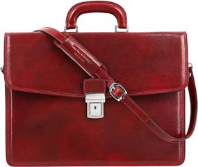 img 4 attached to Time Resistance Red Leather Handmade Briefcase: Full Grain Attache Case for Laptops