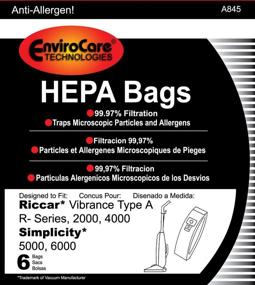 img 2 attached to 🧹 6 Pack EnviroCare Replacement HEPA Filtration Vacuum Cleaner Dust Bags for Riccar Vibrance Type A R-Series, 2000, 4000, Simplicity 5000, 6000