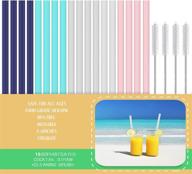 set of 18 eco-friendly reusable silicone straws with 4 cleaning brushes - ideal for 30oz and 20oz tumblers - straight bpa free straws, 8.6 inches logo