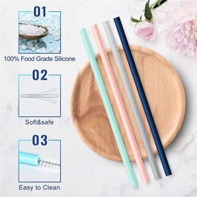 img 2 attached to Set of 18 Eco-Friendly Reusable Silicone Straws with 4 Cleaning Brushes - Ideal for 30oz and 20oz Tumblers - Straight BPA Free Straws, 8.6 Inches