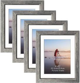 img 4 attached to Edenseelake 8x10 Picture Frame Set of 4: Rustic Grey Frames for Tabletop or Wall Decoration