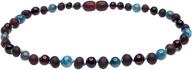 📿 exquisite baltic sea genuine amber necklace - unpolished cherry, polished cherry, and apatite - 34 cm (13.4 inches) logo