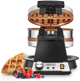 img 4 attached to 🧇 Crux 14614: Double Rotating Belgian Waffle Maker with Nonstick Plates, Stainless Steel Housing & Browning Control - Black