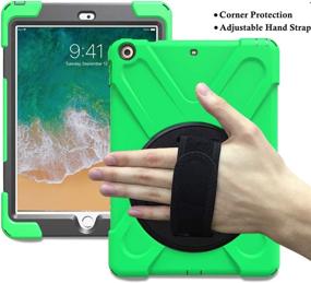 img 1 attached to 📱 TSQ iPad Mini 1 2 3 Case w/ Hand Strap for Kids Boys 2012/2013/2014, iPad Mini Bumper Protective Cover with 360 Stand Shoulder Belt for 1st Generation 2nd Generation 3rd Generation, Green