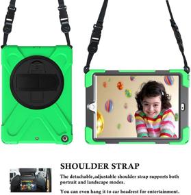 img 3 attached to 📱 TSQ iPad Mini 1 2 3 Case w/ Hand Strap for Kids Boys 2012/2013/2014, iPad Mini Bumper Protective Cover with 360 Stand Shoulder Belt for 1st Generation 2nd Generation 3rd Generation, Green