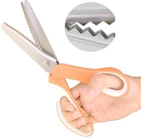 img 2 attached to 🧵 JISTL Professional Stainless Steel Dressmaking Sewing Craft Scissors, 9.3in Handled Pinking Shears - White-Orange: High-Quality Tools for Precise Fabric Cutting