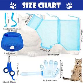 img 3 attached to Cat Bathing Bag Set with Adjustable Grooming Bag, Pet Shower Net Bag, Cat Muzzles, Anti-Bite/Scratch Nail Clipper, Tick Remover Tool, and Massage Brush - Ideal for Bathing, Cleaning, and Trimming