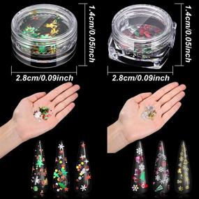 img 3 attached to 🎅 Set of 12 Christmas Nail Sequins: 3D Metallic Snowflake Decals, Metal Tree, Santa Bell, Nail Flakes, Slice Studs for Winter Nail Art DIY Decorations - Women's/Girl's