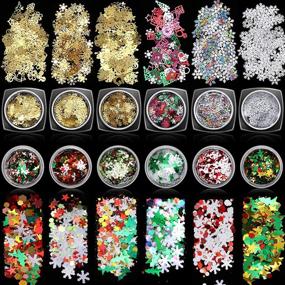 img 4 attached to 🎅 Set of 12 Christmas Nail Sequins: 3D Metallic Snowflake Decals, Metal Tree, Santa Bell, Nail Flakes, Slice Studs for Winter Nail Art DIY Decorations - Women's/Girl's