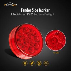 img 2 attached to 🚛 Partsam 2 Pack 2.5" Round Red Trailer LED Side Marker Lights with Reflectors - Waterproof, 12V Sealed Trucks Lamps, 13 Diodes - Cab Sleeper Panel Lights, 2.5" Round LED Marker Lights