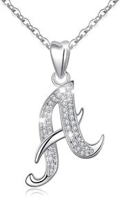 img 4 attached to 💎 AEONSLOVE Sterling Silver Initial Necklace with CZ, 26 Alphabet Pendant, 18 Inch Chain, for Women and Girls