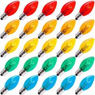 🎄 25 pack c7 christmas replacement light bulbs - clear incandescent bulbs for christmas string lights - e12 candelabra base - 5 watt - multicolor logo
