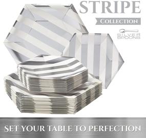 img 1 attached to 🍽️ Stripe Collection Silver Spoons Disposable Dinnerware Set - 18 Servings in White/Silver