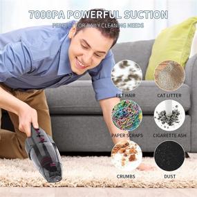 img 2 attached to 🧹 Rechargeable Handheld Vacuum Cleaner - Powerful 7000Pa Suction, Cordless & Portable - Ideal for Home, AUTO Office, Pets