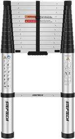 img 4 attached to 🪜 12.5-Foot Telescoping Ladder by STEPTECH - One-Button Retraction, Slow-Down Aluminum Telescopic Extension, Folding & Lightweight - Ideal for Home, Loft, RV - 330 lbs Capacity