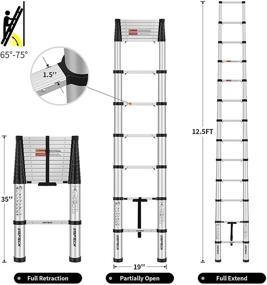 img 3 attached to 🪜 12.5-Foot Telescoping Ladder by STEPTECH - One-Button Retraction, Slow-Down Aluminum Telescopic Extension, Folding & Lightweight - Ideal for Home, Loft, RV - 330 lbs Capacity