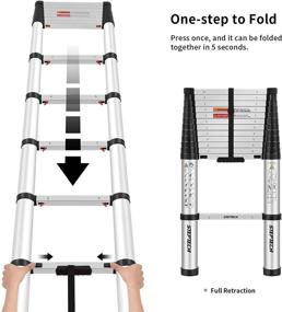 img 2 attached to 🪜 12.5-Foot Telescoping Ladder by STEPTECH - One-Button Retraction, Slow-Down Aluminum Telescopic Extension, Folding & Lightweight - Ideal for Home, Loft, RV - 330 lbs Capacity