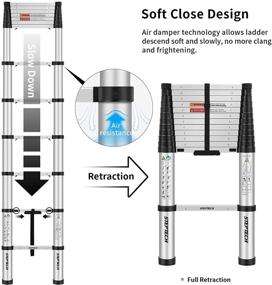 img 1 attached to 🪜 12.5-Foot Telescoping Ladder by STEPTECH - One-Button Retraction, Slow-Down Aluminum Telescopic Extension, Folding & Lightweight - Ideal for Home, Loft, RV - 330 lbs Capacity