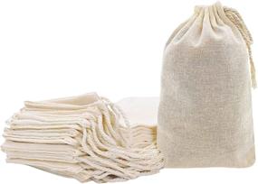 img 4 attached to 🛍️ Mandala Crafts Cotton Muslin Sachet Bags with Drawstring – Natural Unbleached Cotton Drawstring Pouches – Set of 15 Empty Cloth Drawstring Bags for Favor Gifts, 8X10 Inches