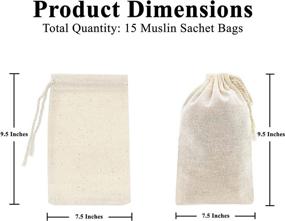 img 2 attached to 🛍️ Mandala Crafts Cotton Muslin Sachet Bags with Drawstring – Natural Unbleached Cotton Drawstring Pouches – Set of 15 Empty Cloth Drawstring Bags for Favor Gifts, 8X10 Inches