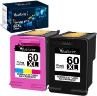 ✍️ valuetoner hp 60xl high yield ink cartridge replacement (d8j61bn cc641wn cc644wn) for photosmart c4680 d110, deskjet d2680 f2430 f4210 printer - 1 black, 1 tri-color, 2 pack logo