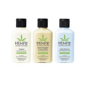 img 4 attached to 🌿 Hempz Оригинальный крем, сладкий ананас и медовая дыня, и путешественнический набор влагоудерживающих средств «Тройное увлажнение» маленького размера: набор из 3-х увлажняющих лосьонов на основе чистого, натурального и травяного семени конопли для сухости кожи - 3 штуки по 2,25 унции каждая