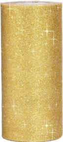 img 4 attached to 🎀 Outus 6 Inch Gold Sparkling Tulle Ribbon Roll: 25 Yards Glitter Tulle Spool