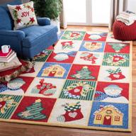 🎄 safavieh chelsea collection hk274a hand-hooked рождественский новогодний коврик из шерсти, 2.5' x 4', белый/мультяшный логотип