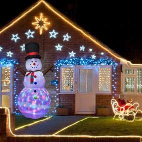 img 1 attached to 8ft Lighted Inflatable Snowman Christmas Decoration - Large Blow Up Snowman with Colorful Rotating Built-in LED Lights for Christmas Party Yard Garden Décor by Doingart