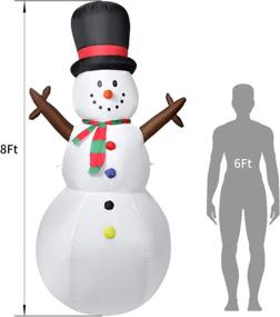 img 3 attached to 8ft Lighted Inflatable Snowman Christmas Decoration - Large Blow Up Snowman with Colorful Rotating Built-in LED Lights for Christmas Party Yard Garden Décor by Doingart