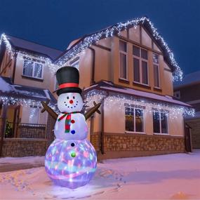 img 2 attached to 8ft Lighted Inflatable Snowman Christmas Decoration - Large Blow Up Snowman with Colorful Rotating Built-in LED Lights for Christmas Party Yard Garden Décor by Doingart