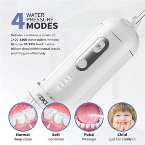 img 2 attached to 💦 Cordless Water Flosser - Portable Dental Oral Irrigator for Teeth with 4 Modes and 5 Jet Tips, IPX7 Waterproof, USB Charged for 4 Hrs, 30-Days Use, Ideal for Home, Travel, Braces, Bridges Care