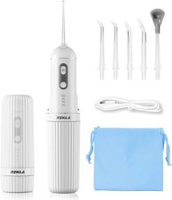 img 4 attached to 💦 Cordless Water Flosser - Portable Dental Oral Irrigator for Teeth with 4 Modes and 5 Jet Tips, IPX7 Waterproof, USB Charged for 4 Hrs, 30-Days Use, Ideal for Home, Travel, Braces, Bridges Care