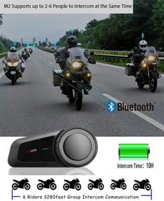 img 3 attached to 🎧 Maxto M2 Waterproof Bluetooth Headset Intercom for Motorcycle Helmet Communication Systems - Connect with Any Device, FM Radio, Noise Cancellation, 6-Riders Pairing Range up to 1000 Meters (Black)