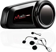 🎧 maxto m2 waterproof bluetooth headset intercom for motorcycle helmet communication systems - connect with any device, fm radio, noise cancellation, 6-riders pairing range up to 1000 meters (black) logo