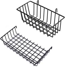 img 4 attached to 🔧 GBYAN Wall Grid Baskets: Wire Shelf Wall Organizer for Grid Panel - Flower Pot Display (2 Pack)