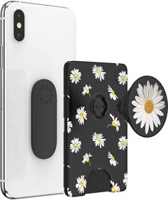 img 2 attached to Multifunctional PopSockets PopWallet+: Phone Grip, Stand, and White Daisy Wallet with Swappable PopTop