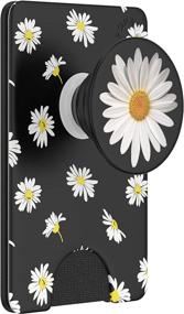 img 4 attached to Multifunctional PopSockets PopWallet+: Phone Grip, Stand, and White Daisy Wallet with Swappable PopTop