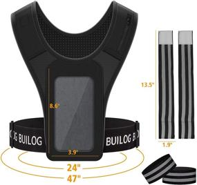 img 1 attached to 🏃 BUILOG Black Reflective Running Vest Chest Phone Holder with Arm and Ankle Reflective Bands - Breathable, Lightweight, and Durable Workout Gear with Adjustable Waistband for Perfect Snug Fit