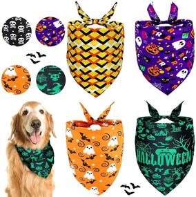 img 4 attached to Halloween Bandana Reversible Triangle Accessories Dogs in Apparel & Accessories
