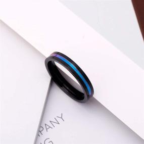 img 1 attached to Elegant 4mm Black and Gold/Rainbow 💍 Titanium Stainless Steel Band Ring for Women
