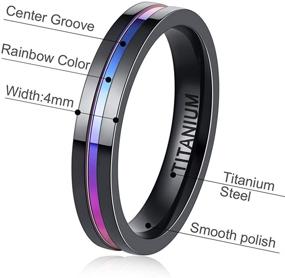 img 3 attached to Elegant 4mm Black and Gold/Rainbow 💍 Titanium Stainless Steel Band Ring for Women