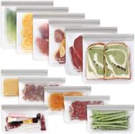 👜 splf 12 pack bpa free reusable storage bags: leakproof silicone and plastic free lunch bags for food meat fruit veggies - including 6 reusable sandwich bags and 6 reusable snack bags logo