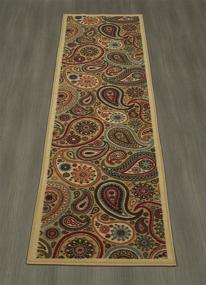 img 3 attached to 🧡 Paisley Beige Rug - Ottomanson Ottohome 2 ft 7 in x 9 ft 10 in - Find the Perfect Fit!