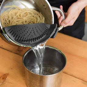 img 2 attached to 🍝 DDYY Silicone Pot Strainer: Clip-on Pasta Pot Strainer and Spaghetti Measurer (Black) - Easy Straining, Dishwasher Safe+